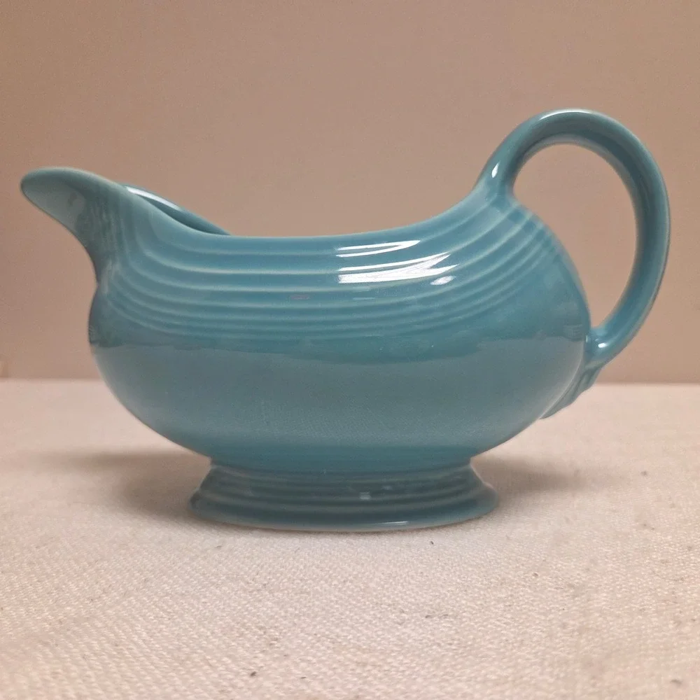 Fiesta Homer Laughlin Turquoise Gravy Boat Ceramic Turquoise Made in USA